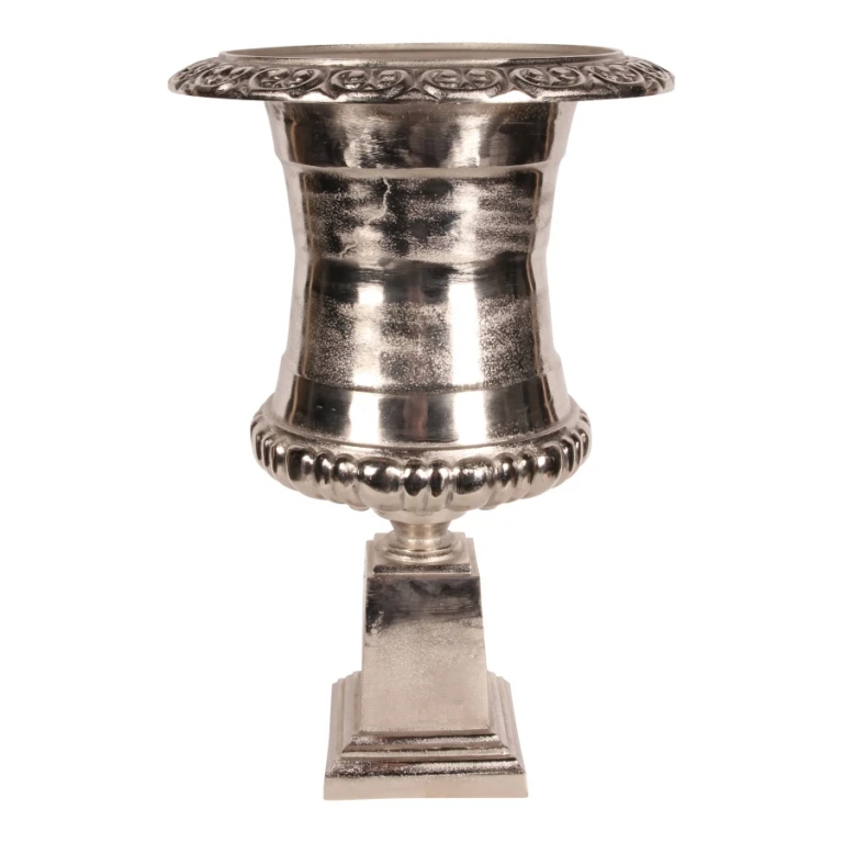 Doniczka w stylu holenderskim w kształcie urny - 48 cm - Srebrna - Aluminium