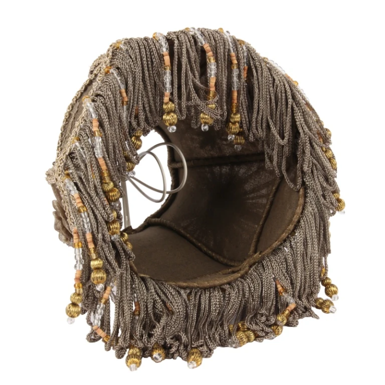 Klosz wiktoriański Clip-On - 15 cm - taupe - tkanina