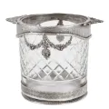Flessenhouder - 15 cm - zilver - messing en glas