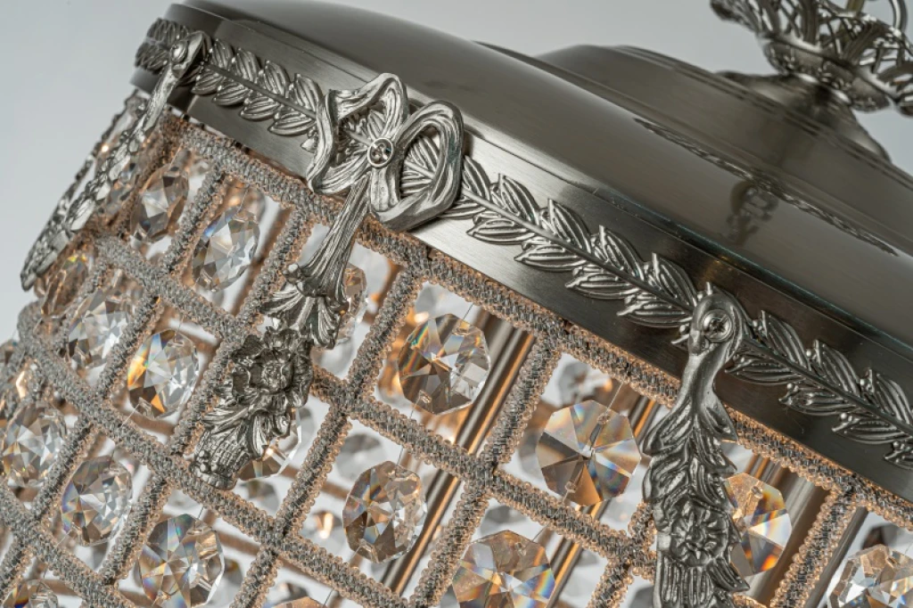 Kryształowy żyrandol Empire w stylu holenderskim - 65 cm - Srebrny - Żelazo i szkło