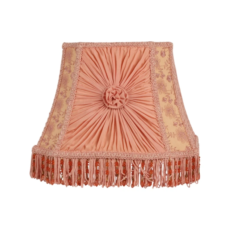 Klosz Victorian Kwadratowy - 30 cm - Różowy - Tkanina