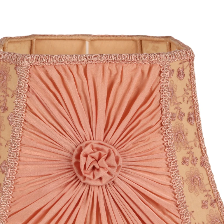Klosz Victorian Kwadratowy - 30 cm - Różowy - Tkanina