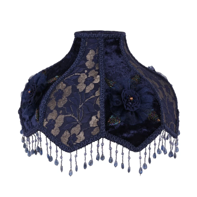 Klosz Victorian Dome Scallop - 33 cm - niebieski - tkanina
