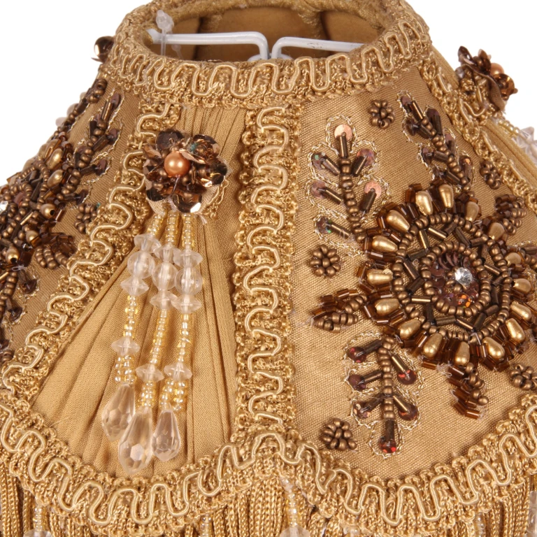 Klosz Victorian Dome - 18 cm - złoto - tkanina